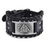 Amazon European and American simple wide cowhide stainless steel bracelet titanium steel punk men's genuine leather bracelet ring 1 details Picture